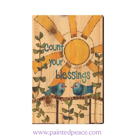 Count Your Blessings Wooden Post Card Mini Art