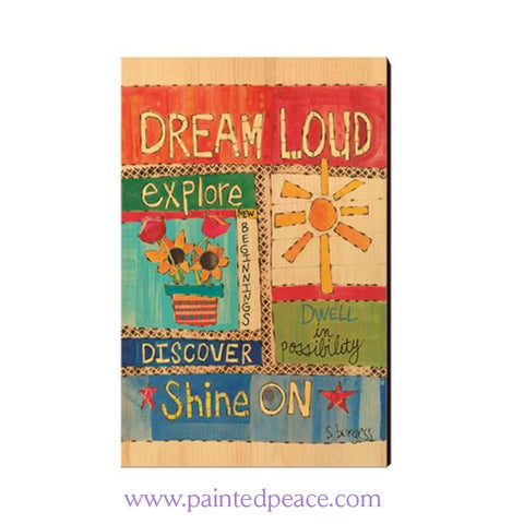 Dream Loud Wooden Post Card Mini Art