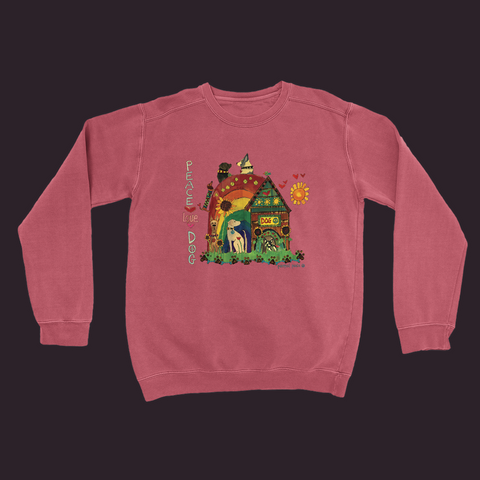 Peace Love Dog Sweatshirt Crimson / Small (S)