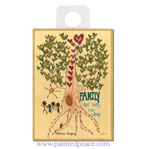 Family Roots Wood Magnet - New