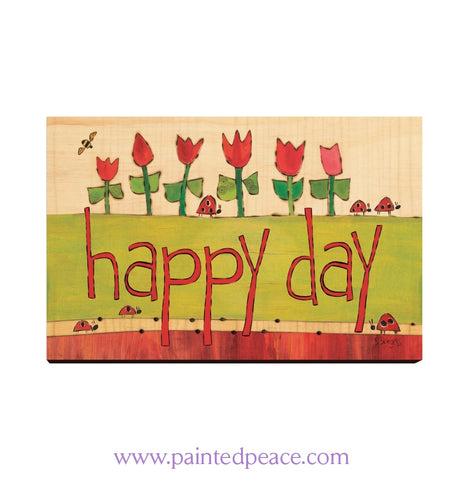 Happy Day Wooden Post Card Mini Art