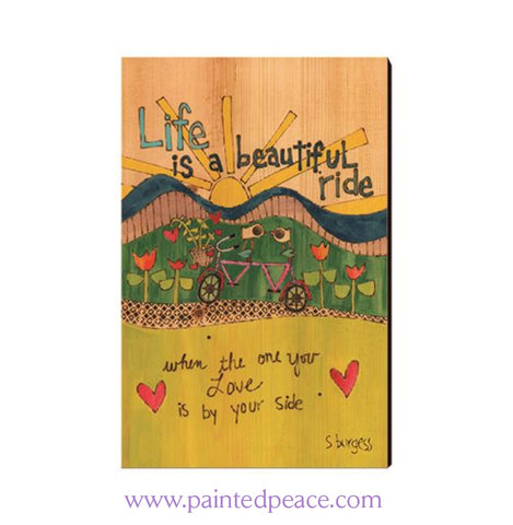 Life Is A Beautiful Ride Wooden Post Card Mini Art