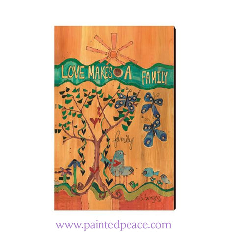 Love Makes A Family Wooden Post Card Mini Art