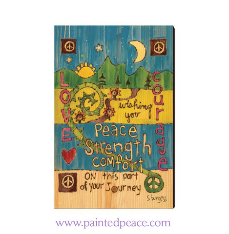 Peace Strength And Comfort On This Journey Wooden Post Card Mini Art