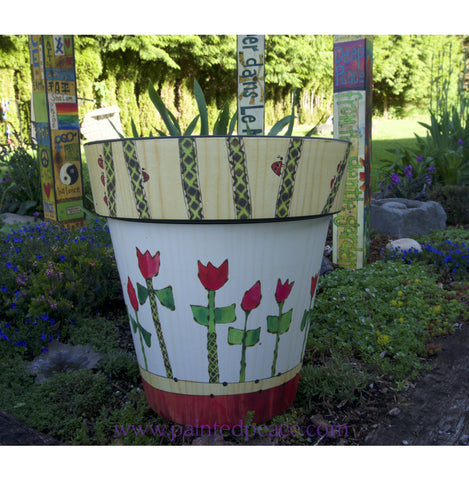 Tulip Garden Art Planter 18-Inch