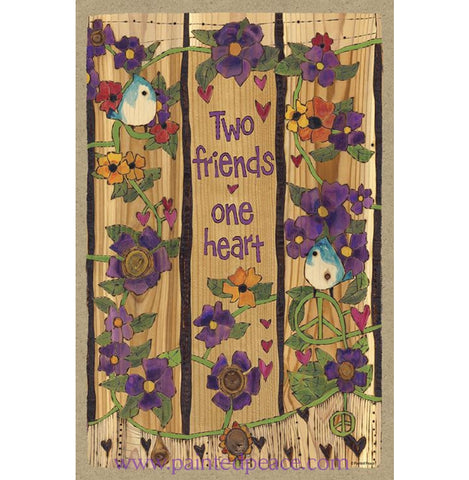Two Friends One Heart Wooden Sign