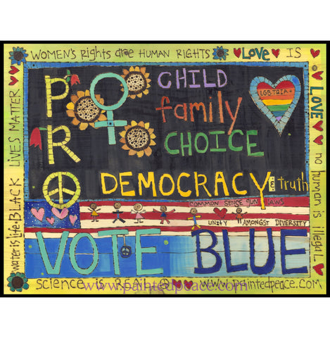 Pro Women Family Children....vote Blue 3 By 5 Sticker