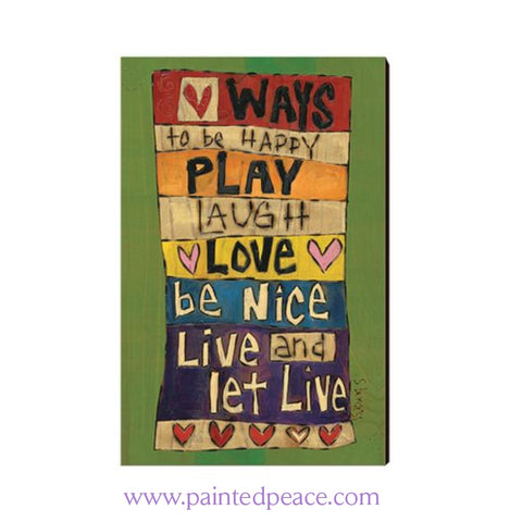 Ways To Be Happy Wooden Post Card Mini Art