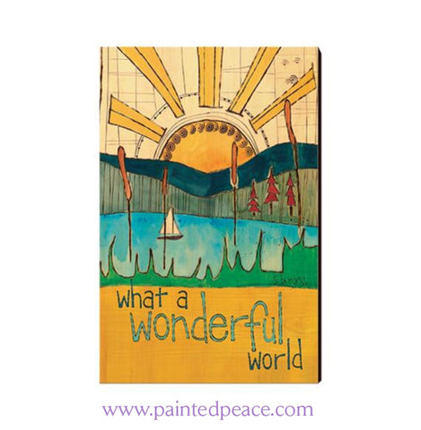 What A Wonderful World Wooden Post Card Mini Art