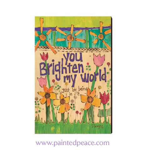 You Brighten My World Wooden Post Card Mini Art
