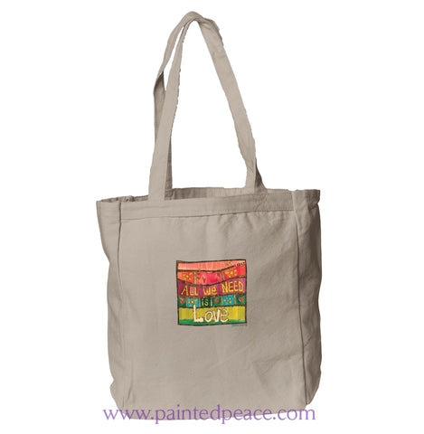 All We Need Is Love Heartful Peace Book Tote One Size / Natural Tote Bag