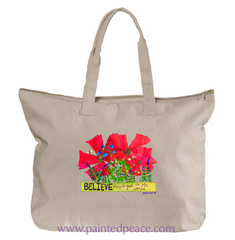 Believe There Is Good In The World Heartful Peace Tote Bag One Size / Natural Tote Bag