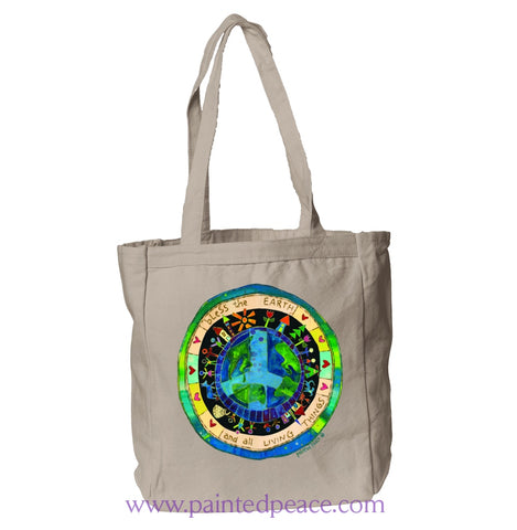 Bless The Earth Heartful Peace Book Tote One Size / Natural Book Tote