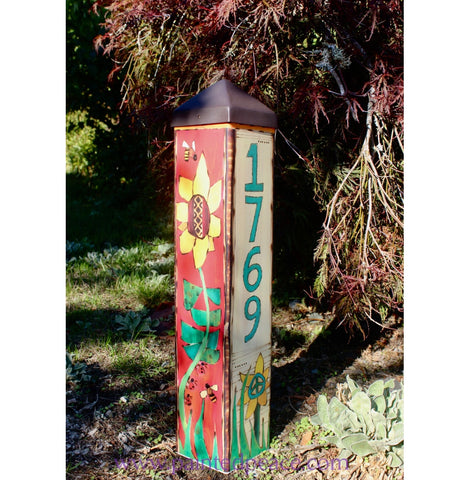 Sunflower Custom Address Art Pole - 2 Foot