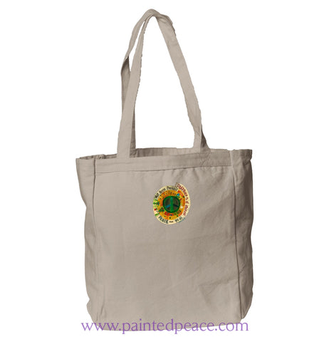 May Peace Prevail Heartful Peace Book Tote One Size / Natural Book Tote
