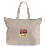 Do All Things With Love Heartful Peace Tote Bag One Size / Natural Tote Bag Large