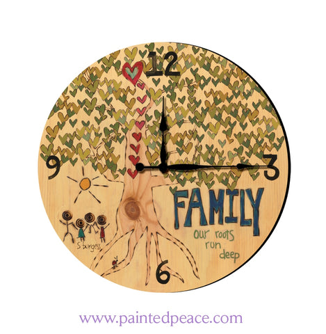 Family 12 Solid Wood Wall Clock