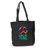 Imagine Peace Heartful Peace Book Tote Black / One Size Tote Bag