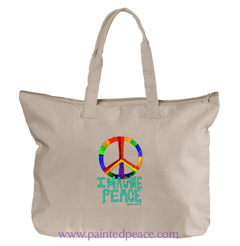Imagine Peace Heartful Peace Tote Bag One Size / Natural Tote Bag
