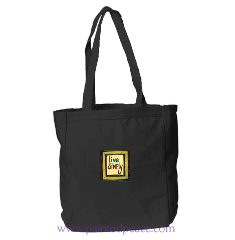 Live Simply Heartful Peace Book Tote One Size / Black Tote Bag Small