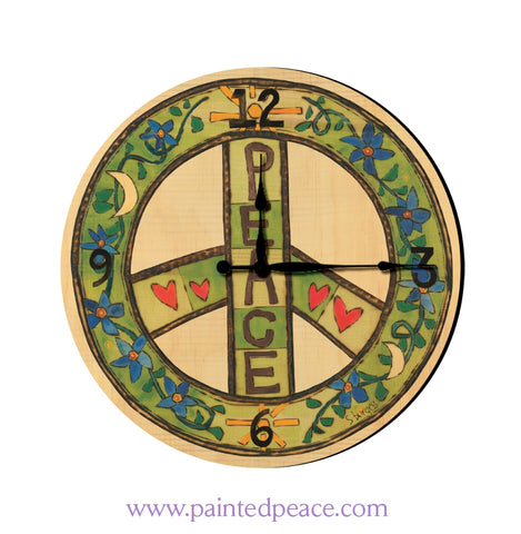 Peace 12 Solid Wood Wall Clock
