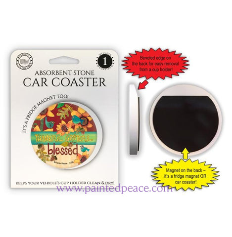 Thankful Grateful Blessed Car Coaster / Magnet