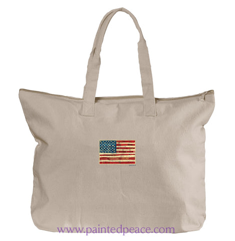 United We Stand Heartful Peace Tote Bag One Size / Natural Tote Bag
