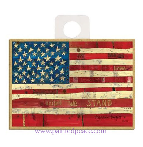 United We Stand Wood Magnet - New
