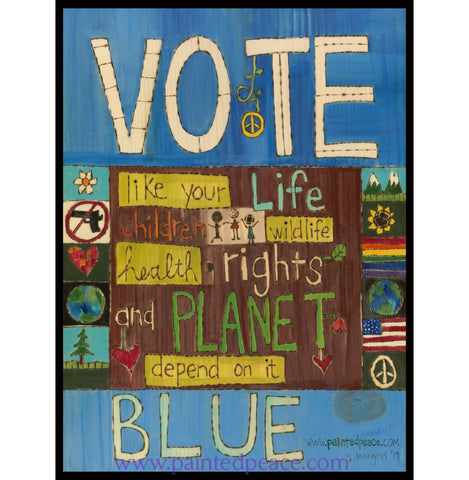 Vote Blue Sticker 4 By 6