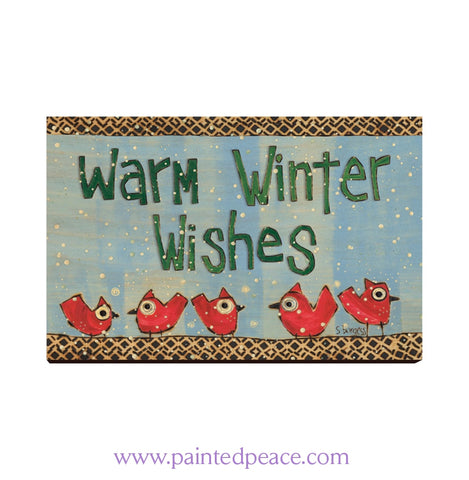 Warm Winter Wishes Wooden Post Card